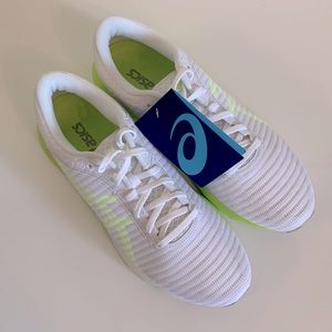 Women’s ASICS DynaFlyte 2 (8.5) White/Safety Yellow/Aruba Blue